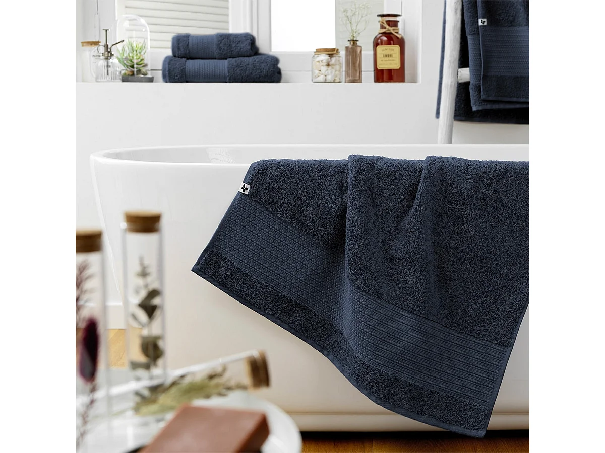 EMMA - Serviette de Douche 70x130cm en Coton Bio Coloris Minuit