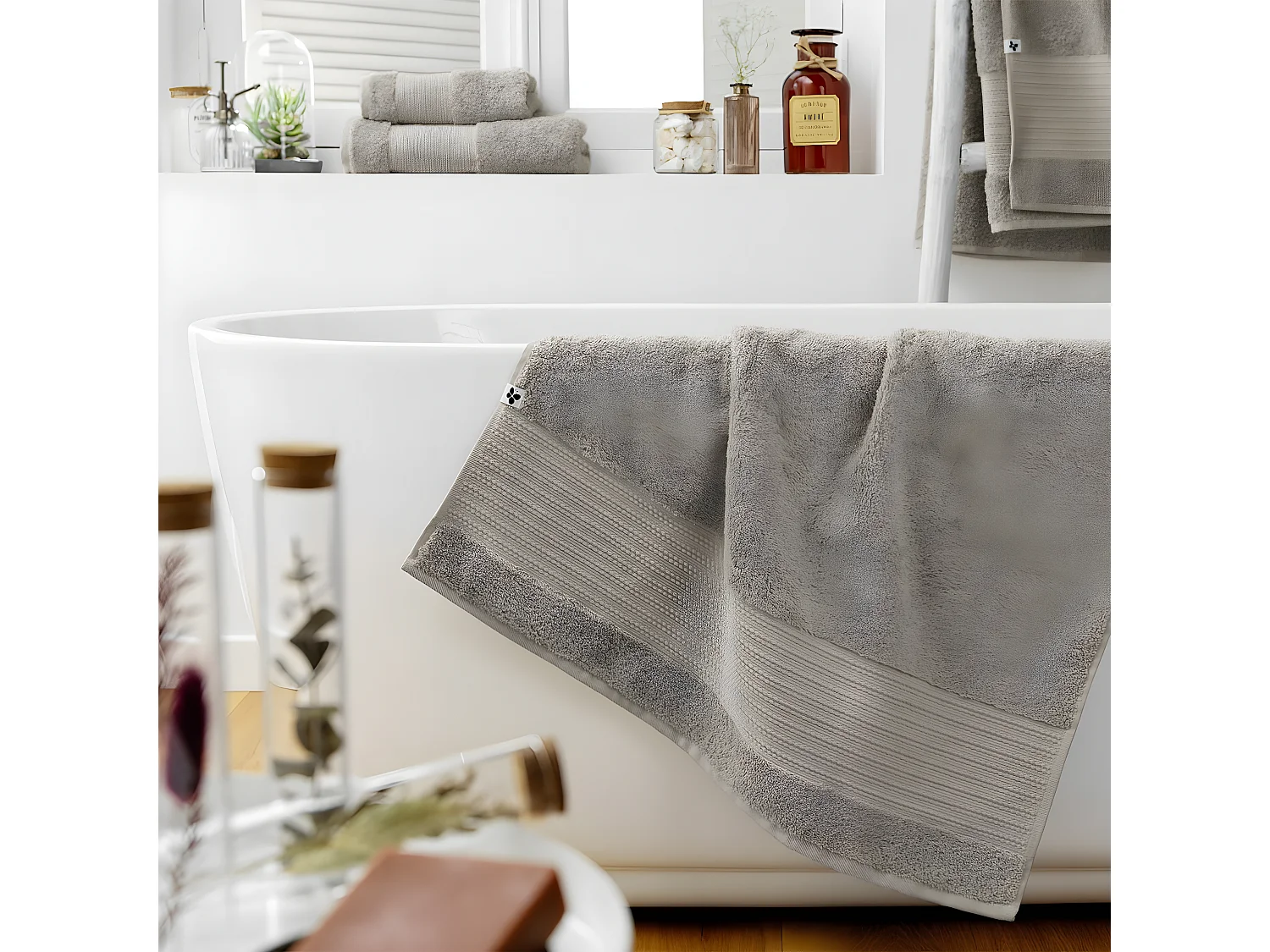 EMMA - Serviette de Douche 70x130cm en Coton Bio Coloris Argile