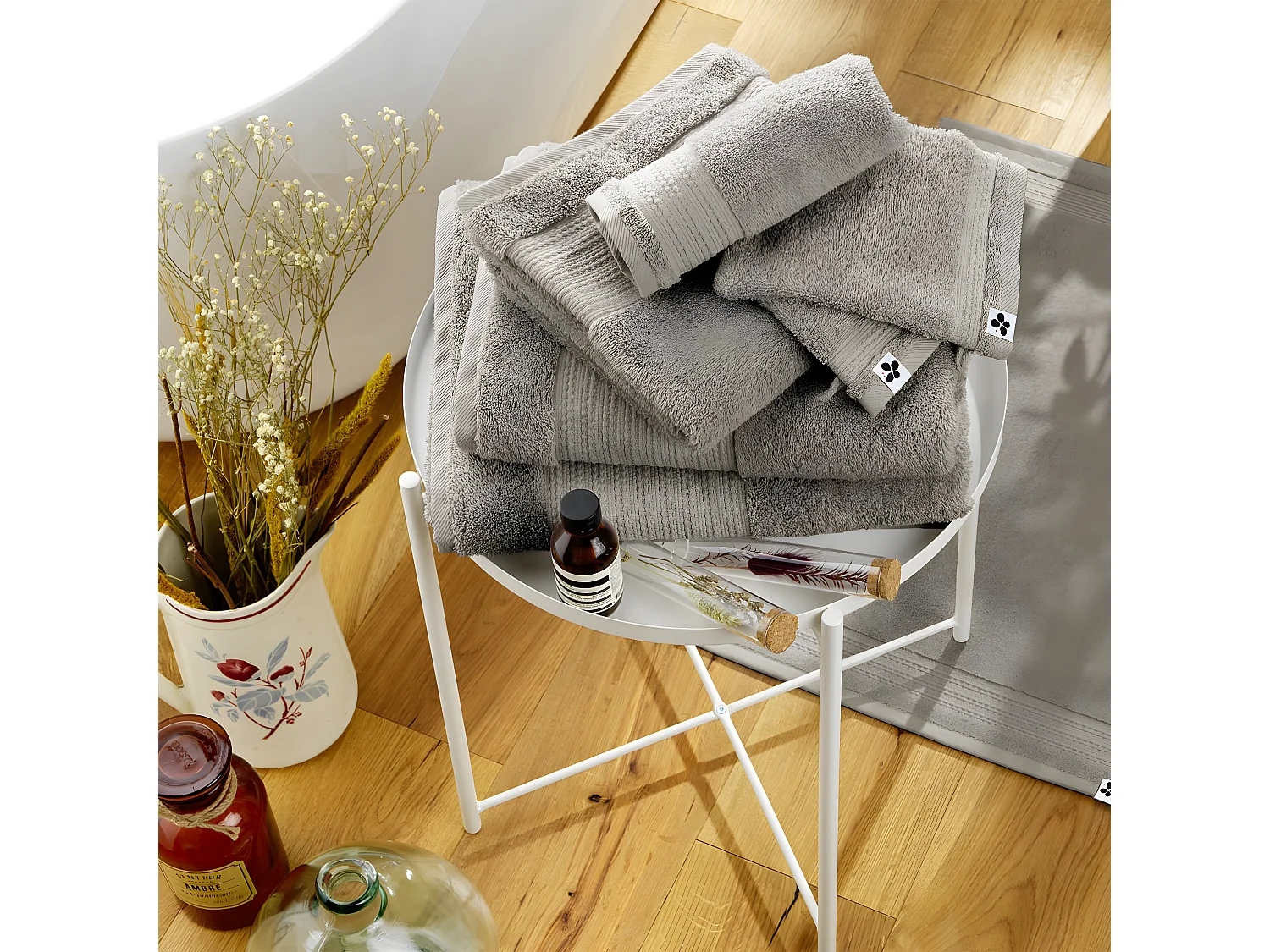 EMMA - Serviette de Douche 70x130cm en Coton Bio Coloris Argile