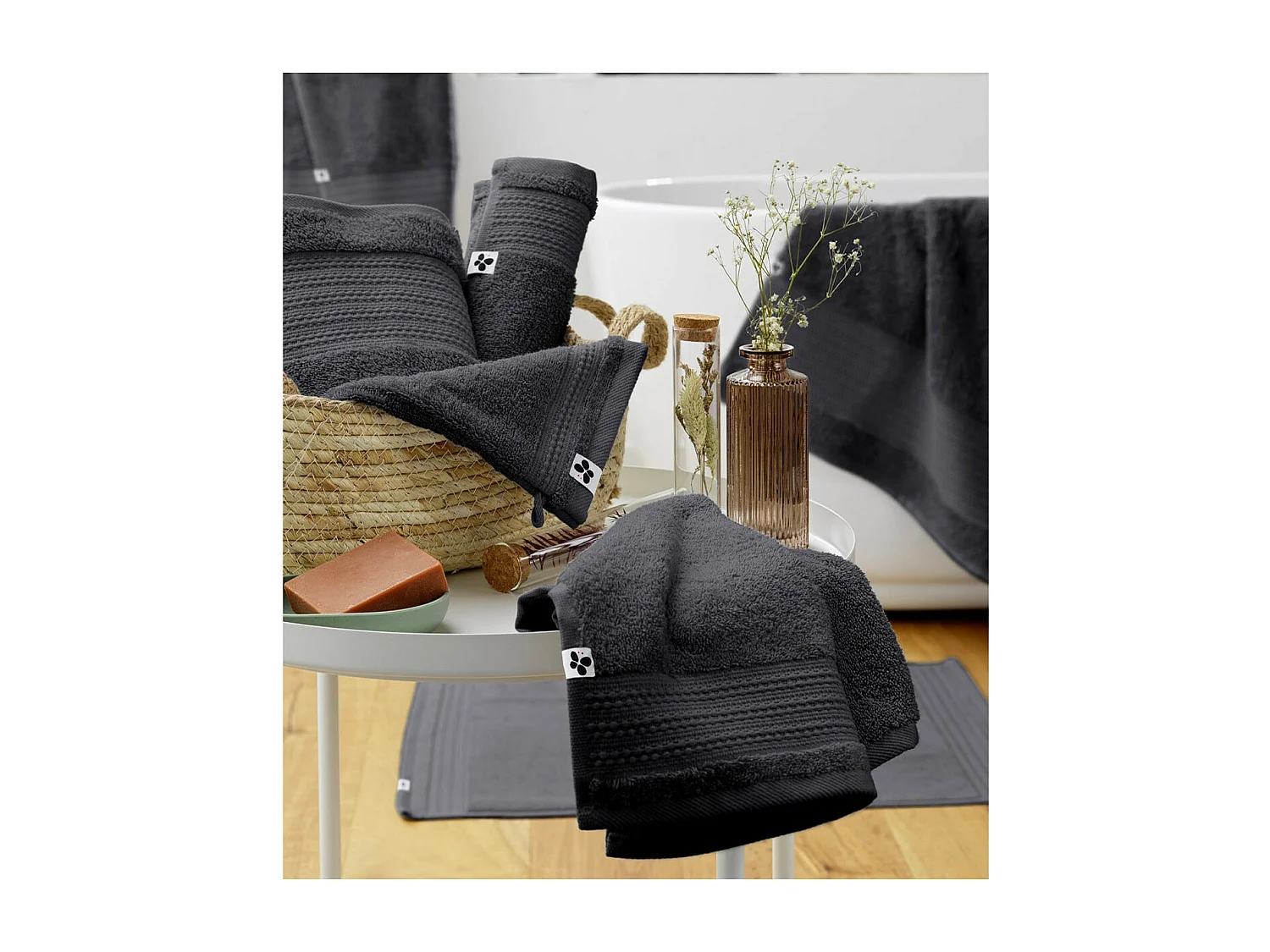 EMMA - Serviette de Bain 90x150cm en Coton Bio Coloris Orage