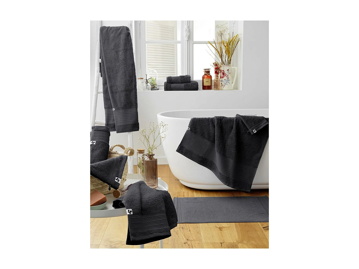 EMMA - Serviette de Bain 90x150cm en Coton Bio Coloris Orage