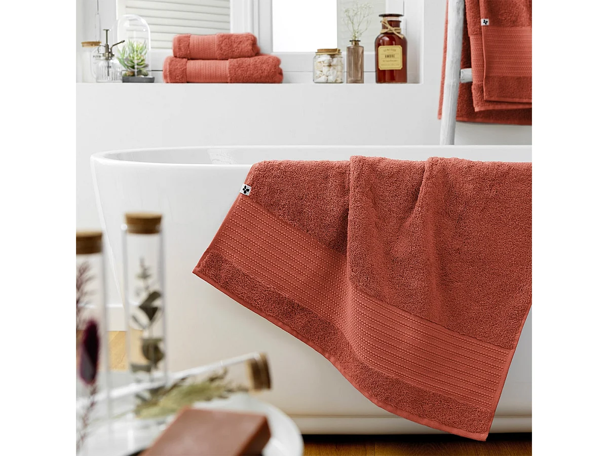 EMMA - Serviette de Douche 70x130cm en Coton Bio Coloris Terracotta