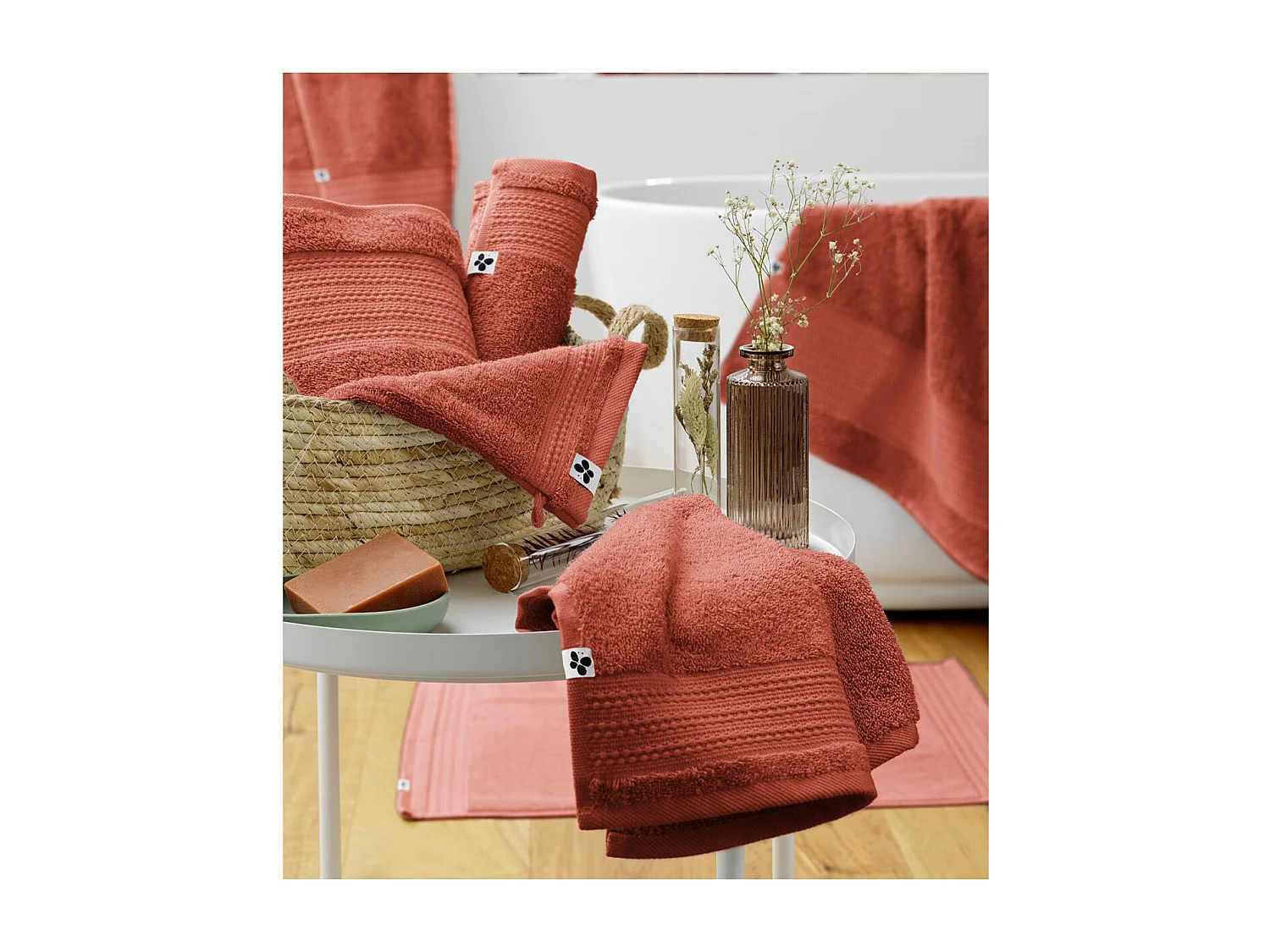 EMMA - Serviette de Douche 70x130cm en Coton Bio Coloris Terracotta