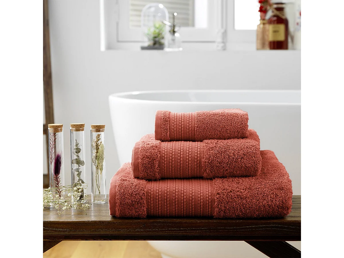 EMMA - Serviette de Douche 70x130cm en Coton Bio Coloris Terracotta