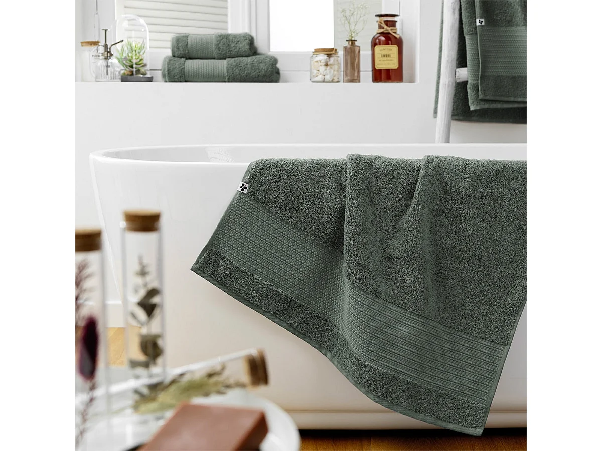 EMMA - Serviette de Douche 70x130cm en Coton Bio Coloris Romarin