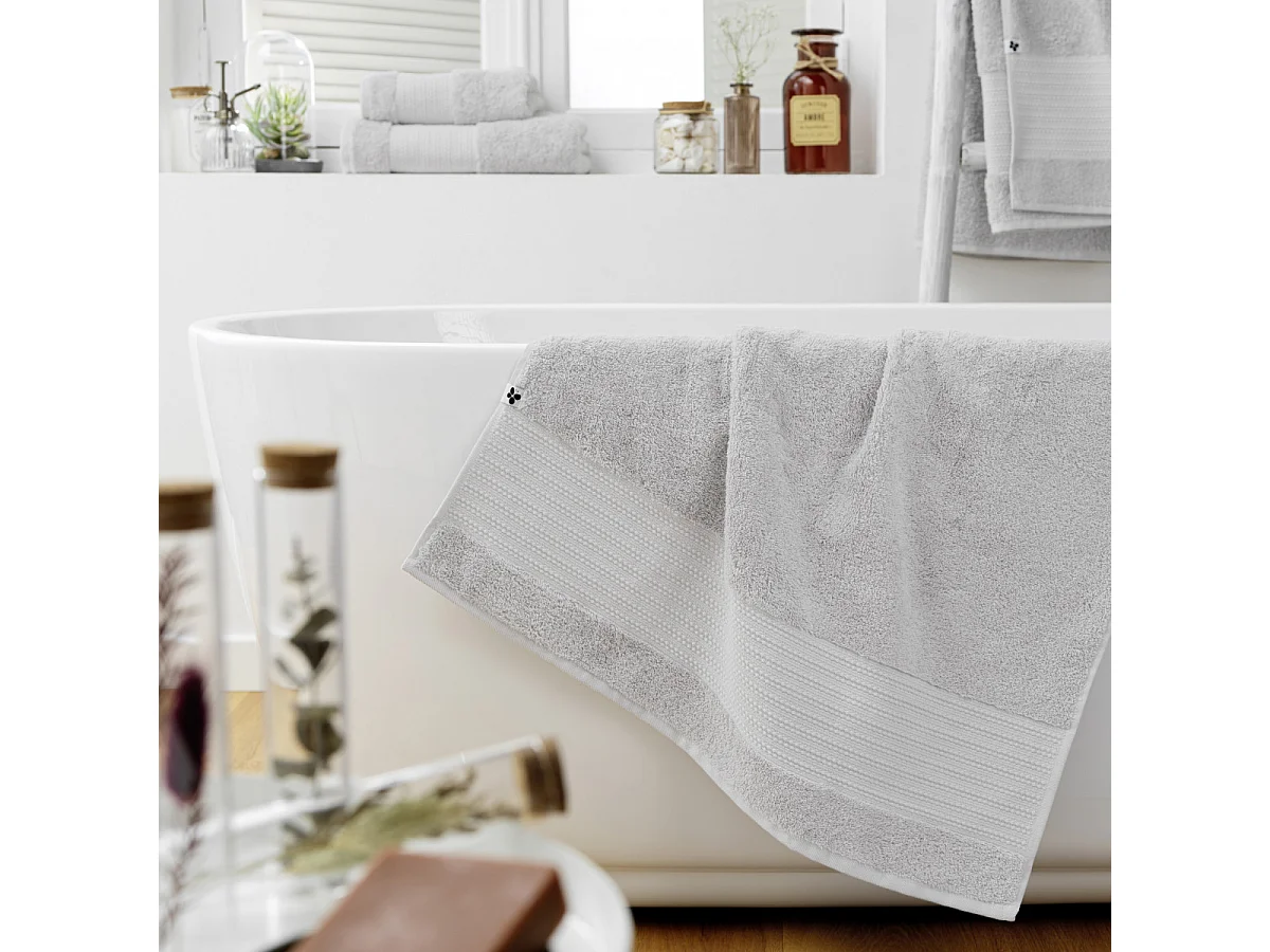 EMMA - Serviette de Douche 70x130cm en Coton Bio Coloris Nuage