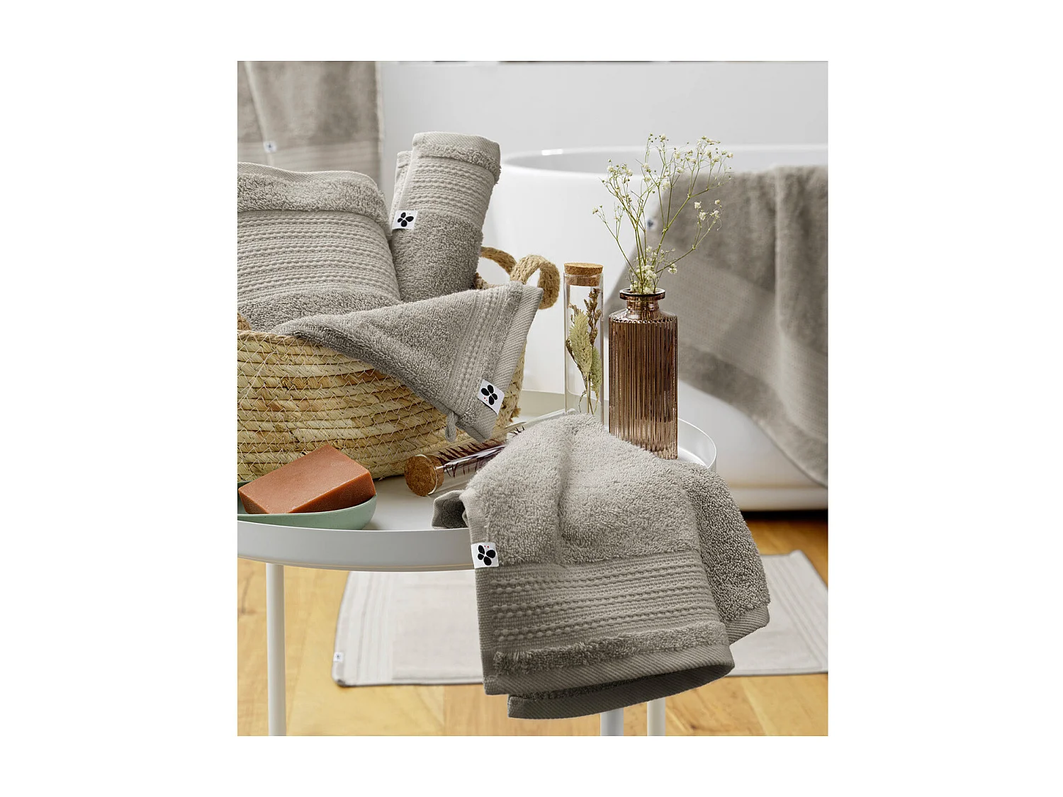 EMMA - Serviette de Bain 90x150cm en Coton Bio Coloris Argile