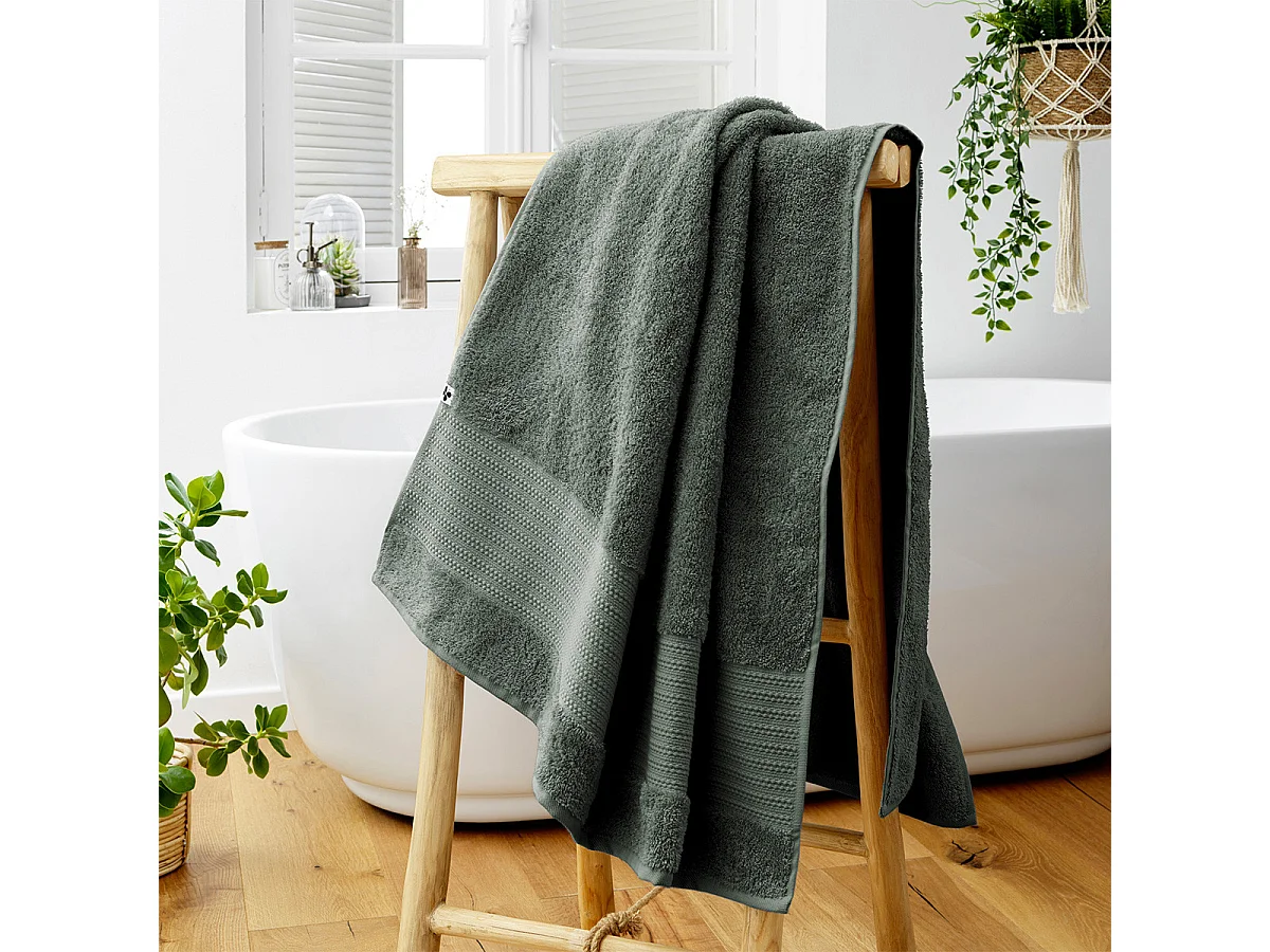 EMMA - Serviette de Bain 90x150cm en Coton Bio Coloris Romarin