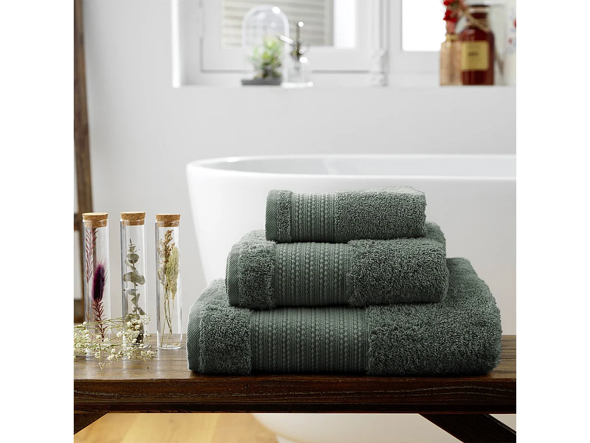 EMMA - Serviette de Bain 90x150cm en Coton Bio Coloris Romarin