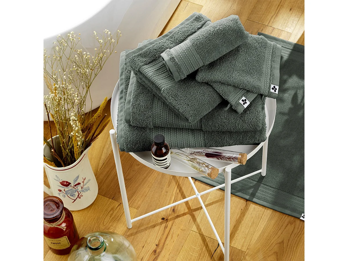 EMMA - Serviette de Toilette 50x90cm en Coton Bio Coloris Romarin