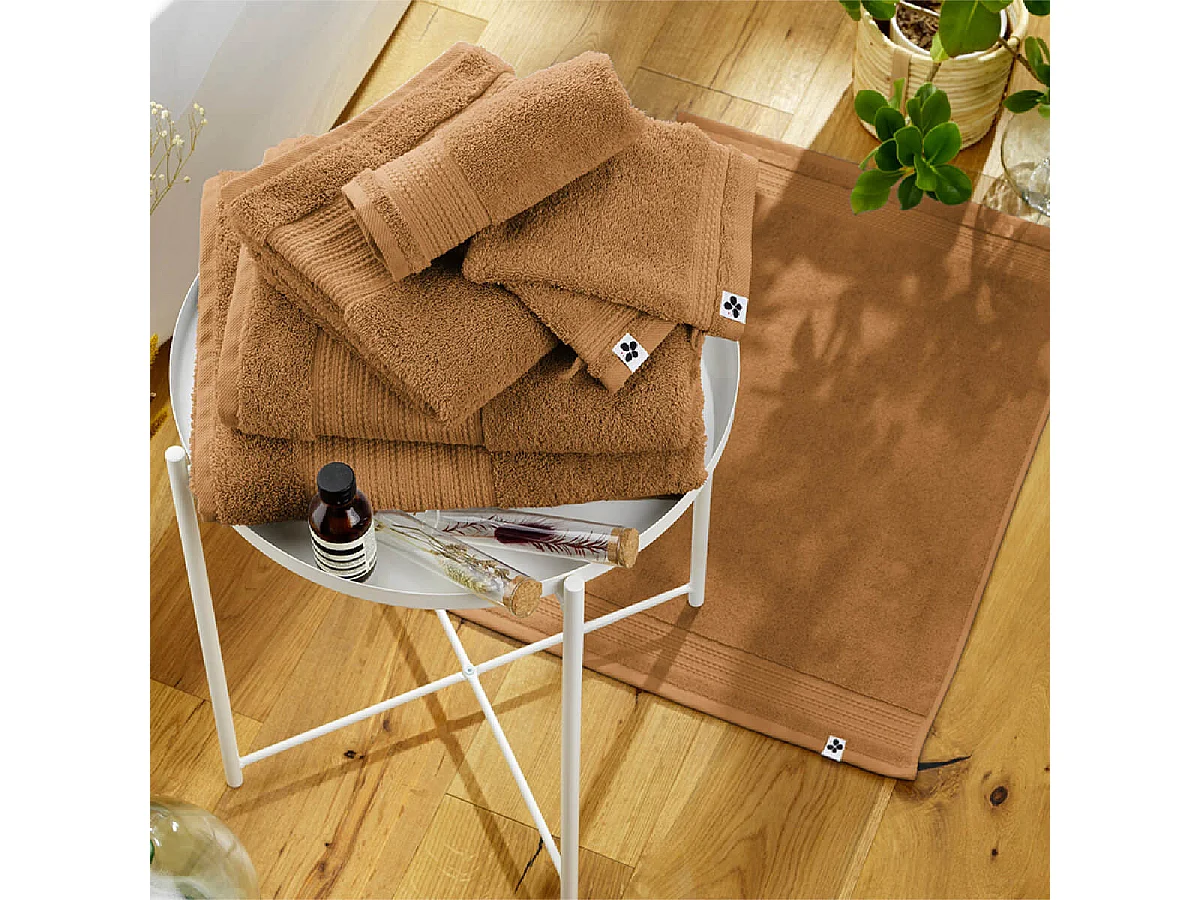 EMMA - Serviette de Douche 70x130cm en Coton Bio Coloris Camel