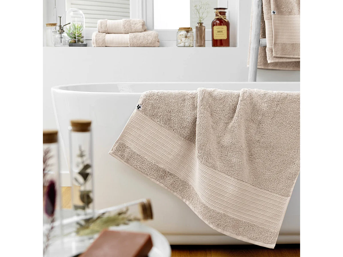 EMMA - Serviette de Douche 70x130cm en Coton Bio Coloris Pampa