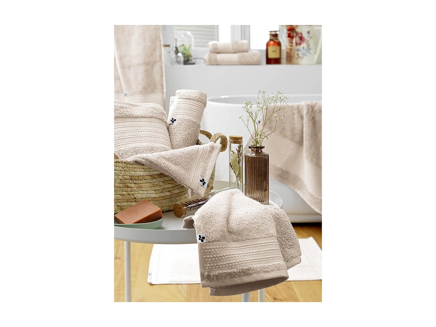 EMMA - Serviette de Douche 70x130cm en Coton Bio Coloris Pampa