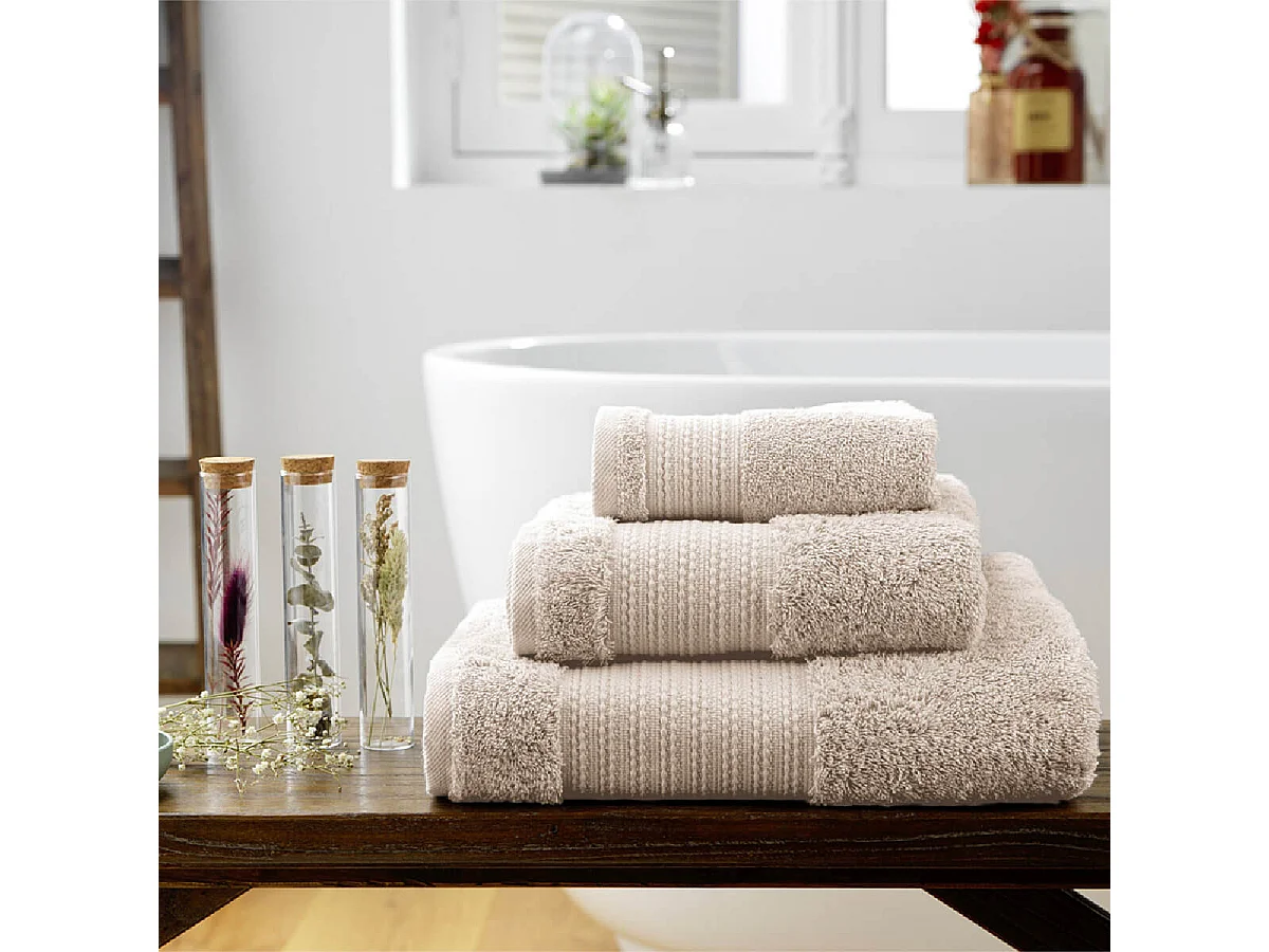 EMMA - Serviette de Douche 70x130cm en Coton Bio Coloris Pampa