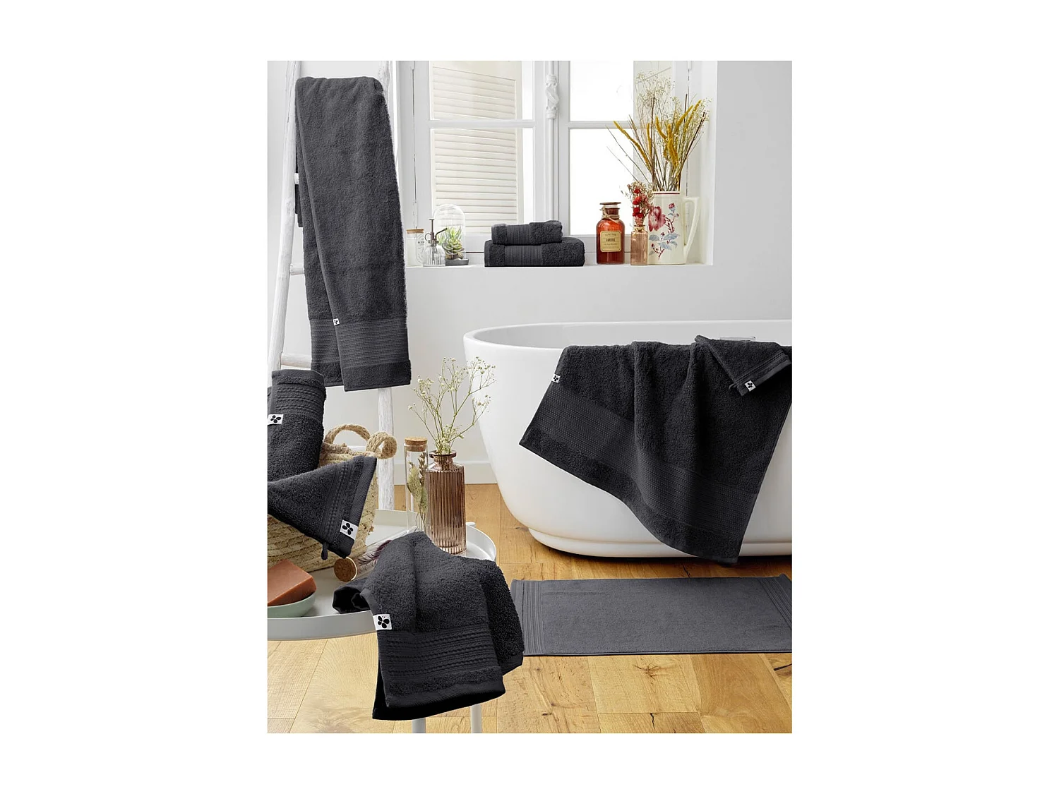 EMMA - Serviette de Toilette 50x90cm en Coton Bio Coloris Orage