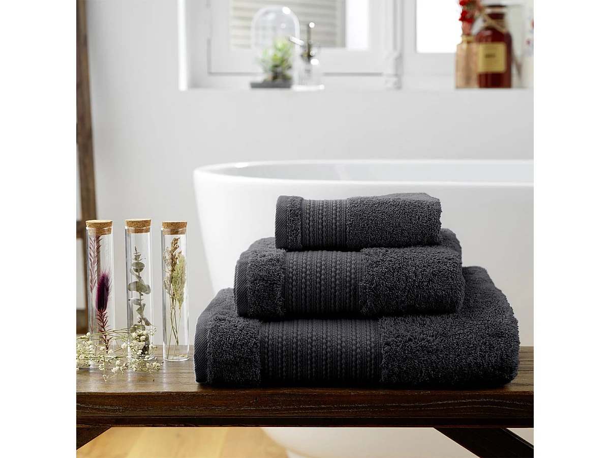 EMMA - Serviette de Toilette 50x90cm en Coton Bio Coloris Orage