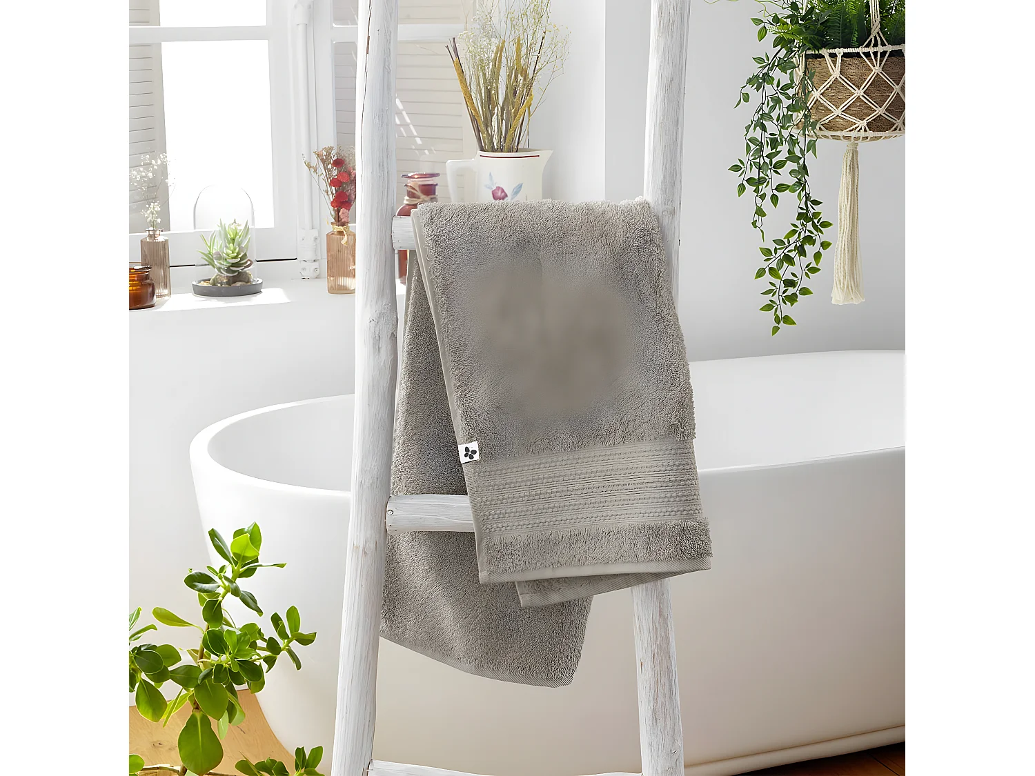 EMMA - Serviette de Toilette 50x90cm en Coton Bio Coloris Argile