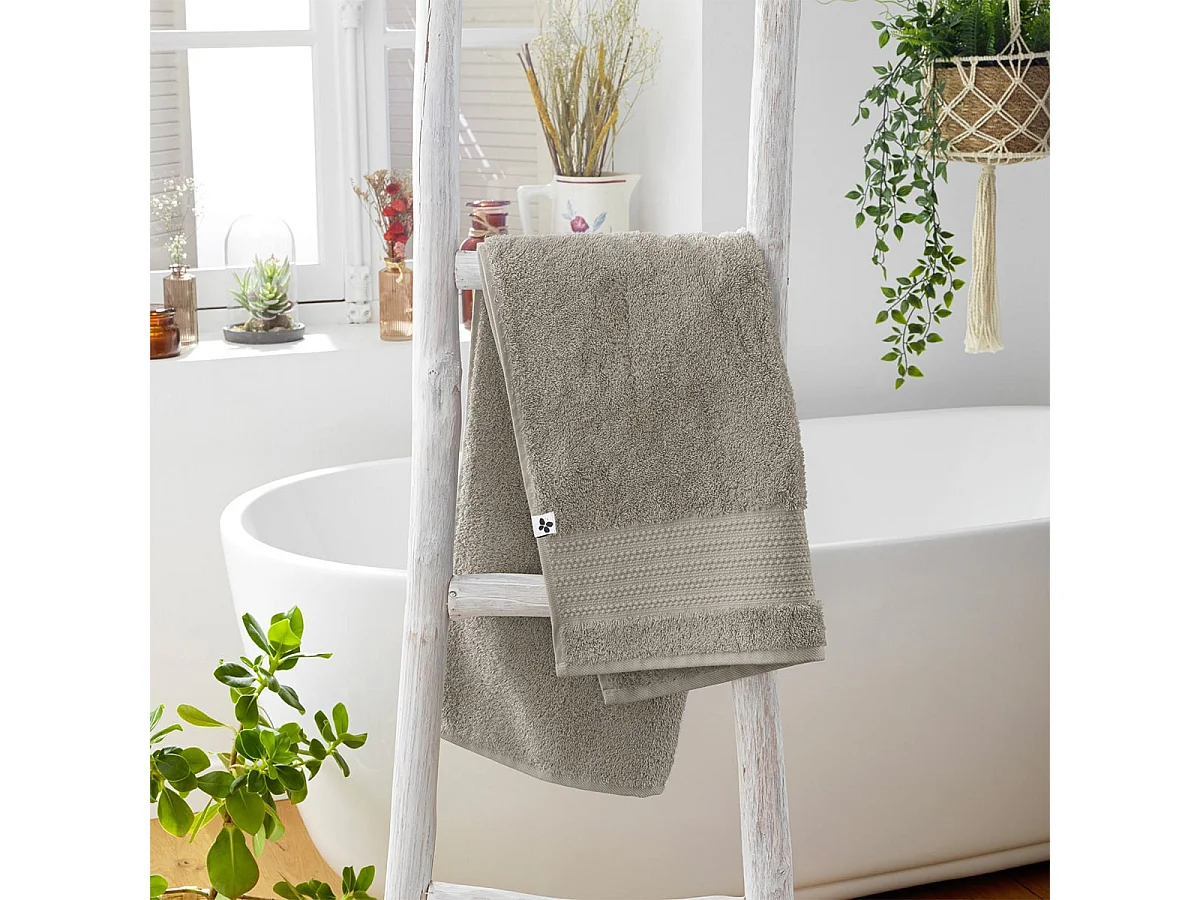 EMMA - Serviette de Toilette 50x90cm en Coton Bio Coloris Argile