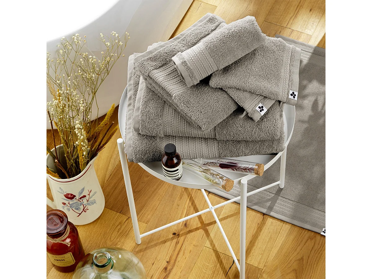 EMMA - Serviette de Toilette 50x90cm en Coton Bio Coloris Argile