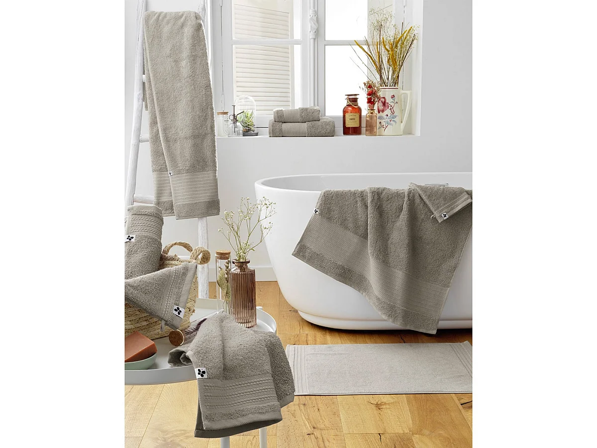 EMMA - Serviette de Toilette 50x90cm en Coton Bio Coloris Argile
