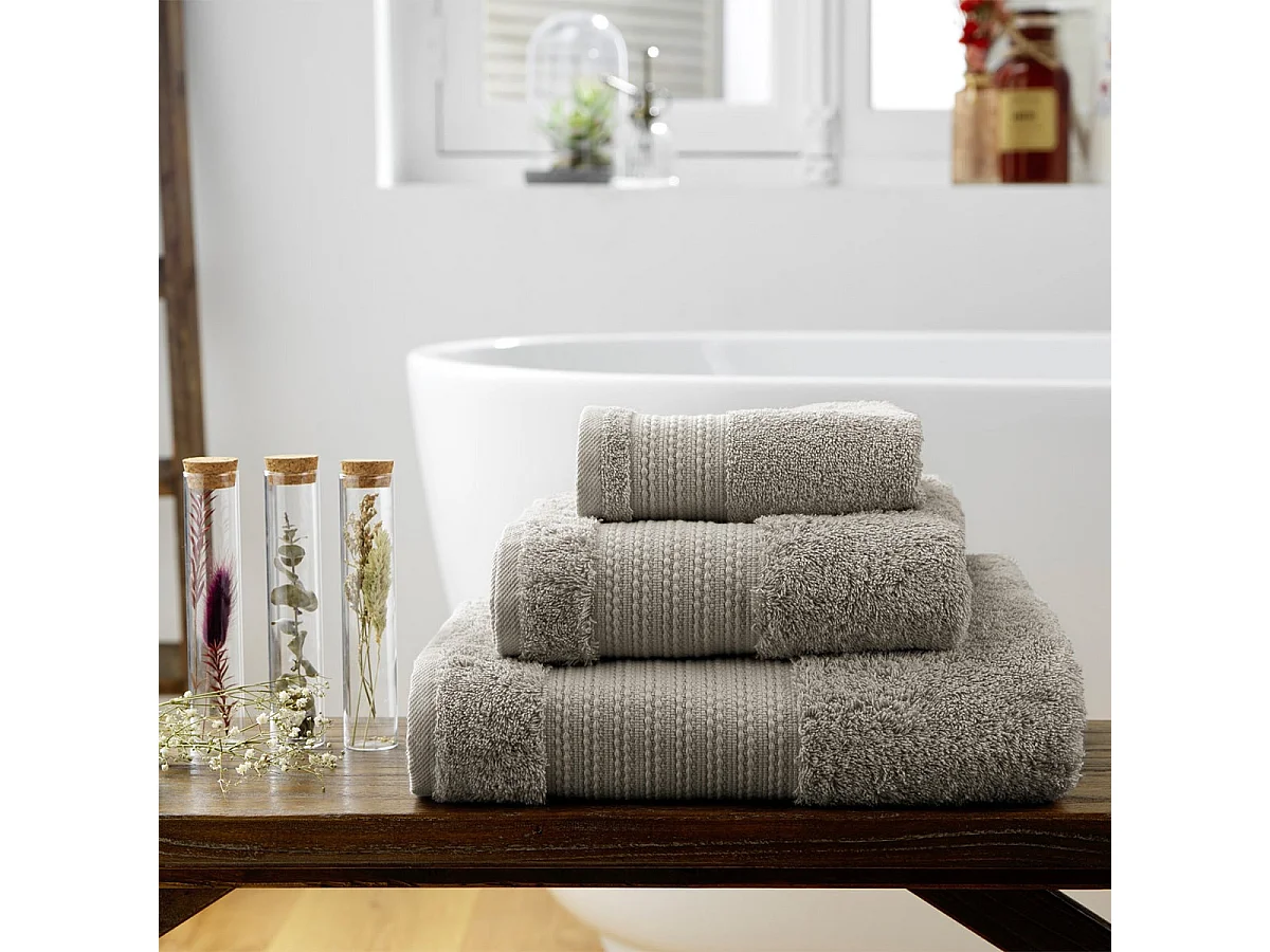 EMMA - Serviette de Toilette 50x90cm en Coton Bio Coloris Argile