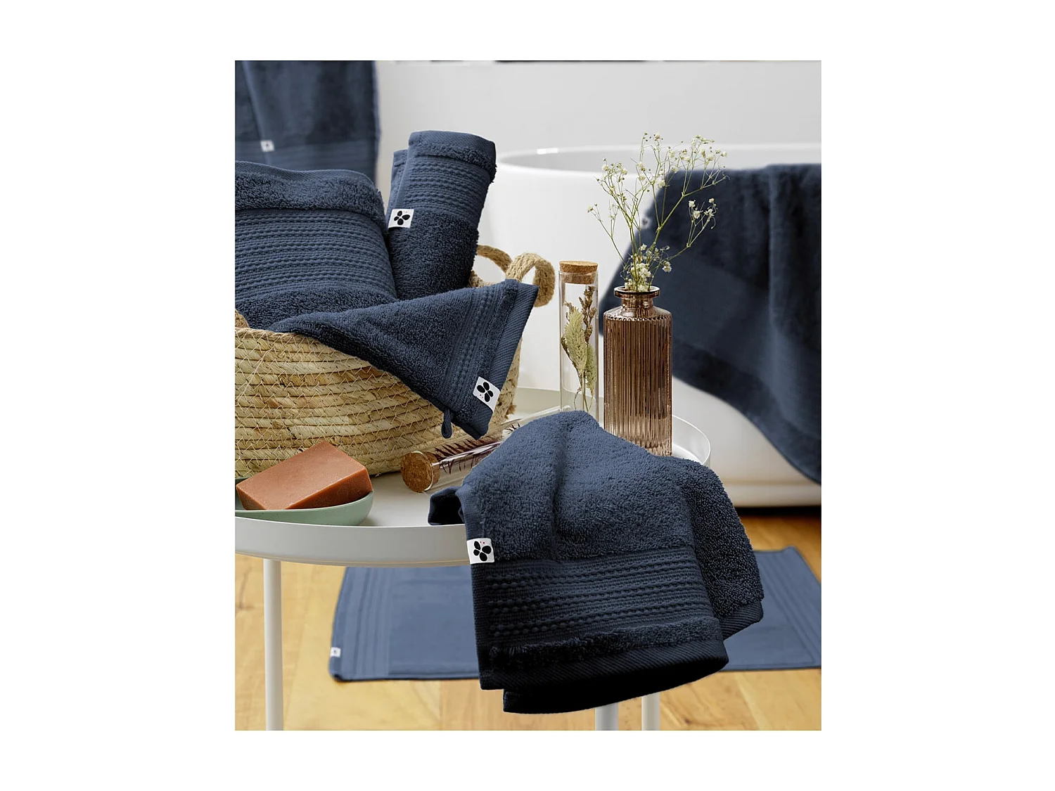 EMMA - Serviette de Bain 90x150cm en Coton Bio Coloris Minuit