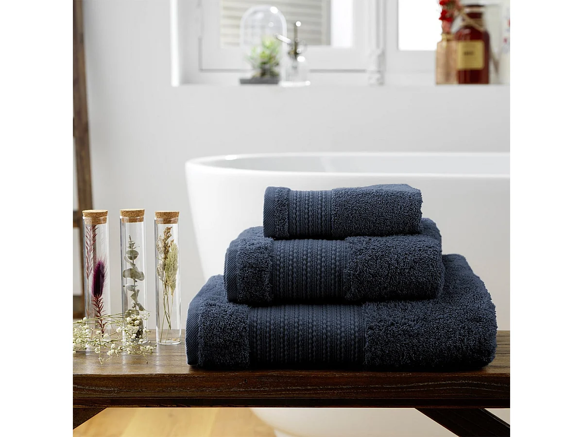 EMMA - Serviette de Bain 90x150cm en Coton Bio Coloris Minuit