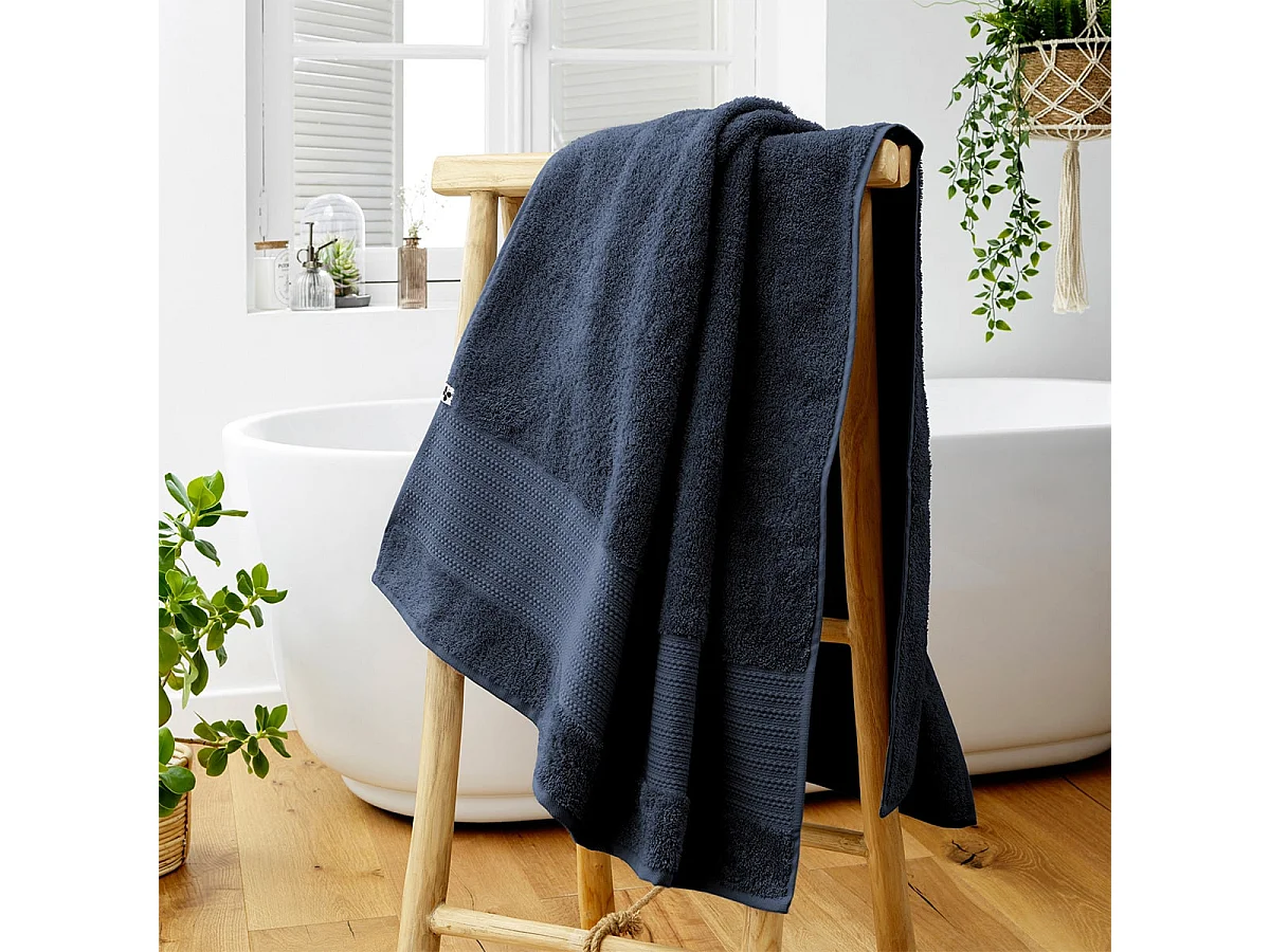 EMMA - Serviette de Bain 90x150cm en Coton Bio Coloris Minuit