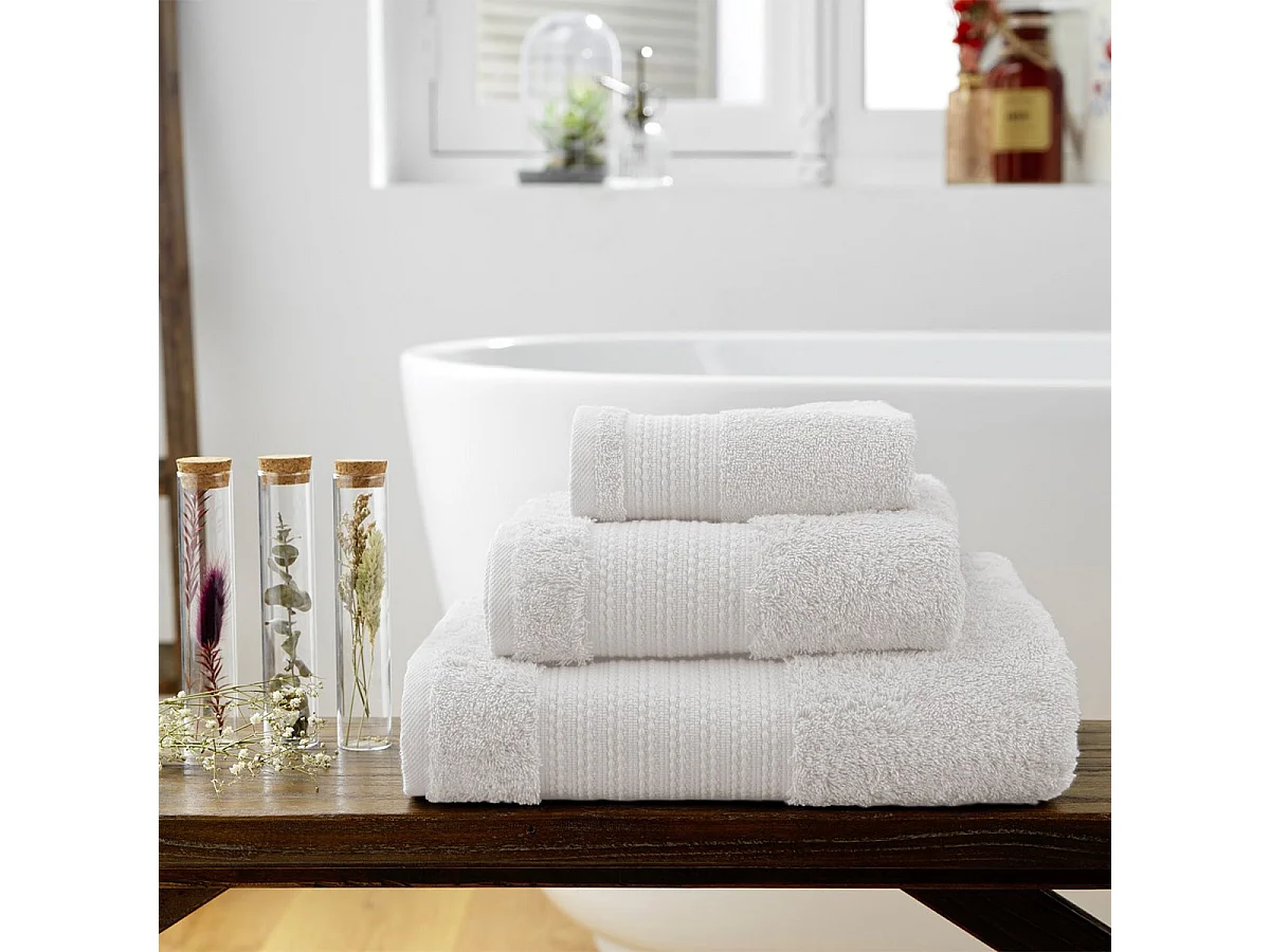 EMMA - Serviette de Douche 70x130cm en Coton Bio Coloris Chantilly