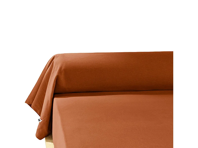 HEDDA - Taie de Traversin 43x185cm Flanelle de Coton Coloris Tomette