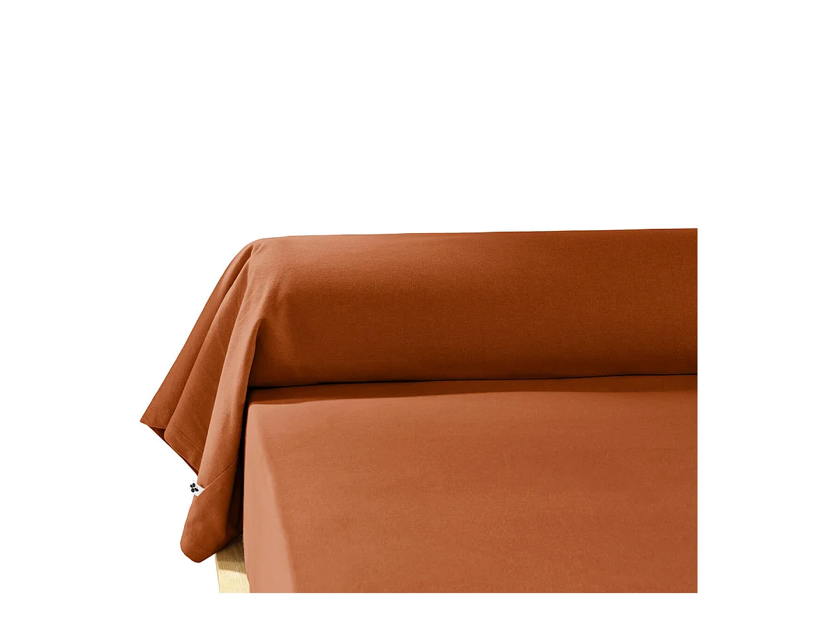 HEDDA - Taie de Traversin 43x185cm Flanelle de Coton Coloris Tomette