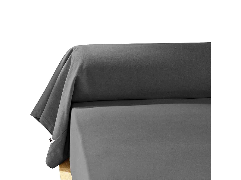 HEDDA - Taie de Traversin 43x185cm Flanelle de Coton Coloris Orage