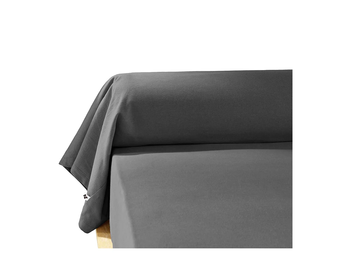 HEDDA - Taie de Traversin 43x185cm Flanelle de Coton Coloris Orage