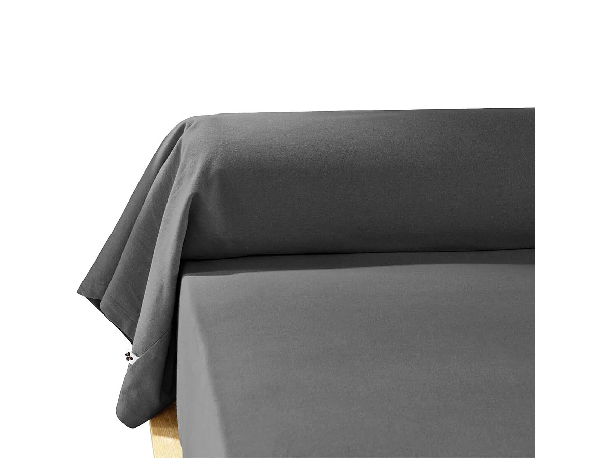 HEDDA - Taie de Traversin 43x185cm Flanelle de Coton Coloris Orage