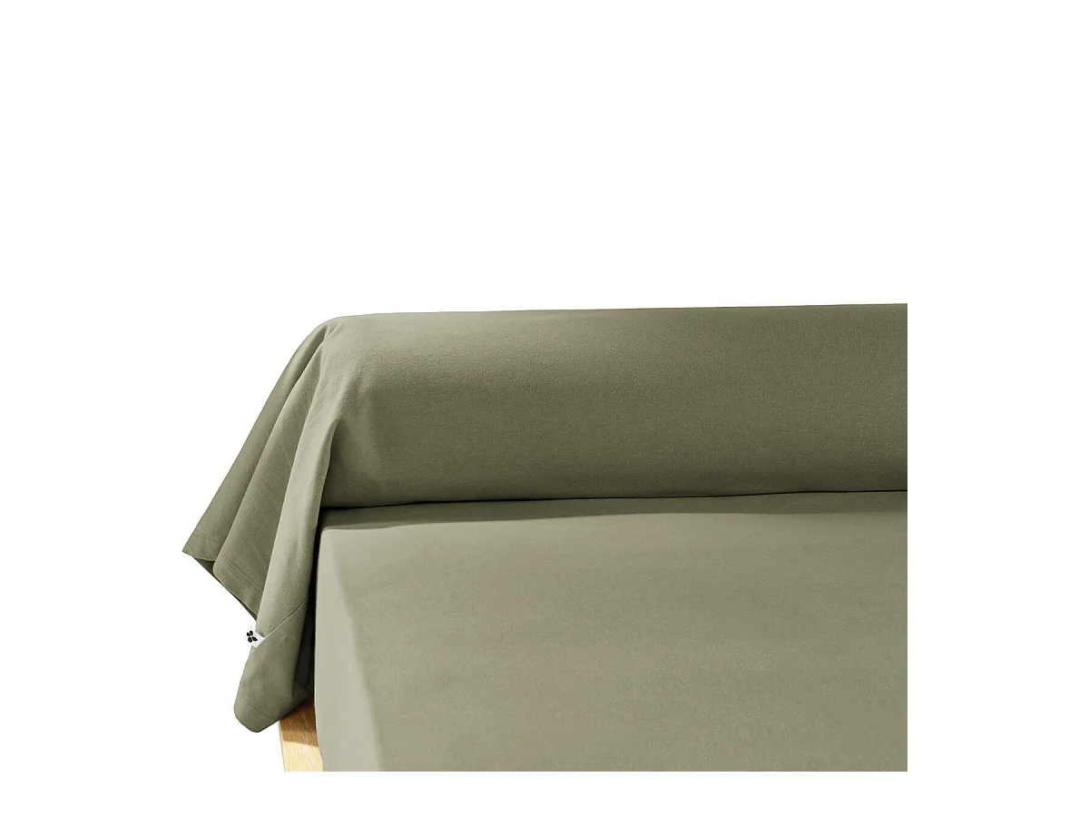 HEDDA - Taie de Traversin 43x185cm Flanelle de Coton Coloris Romarin
