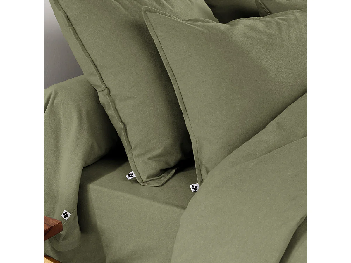 HEDDA - Taie de Traversin 43x185cm Flanelle de Coton Coloris Romarin