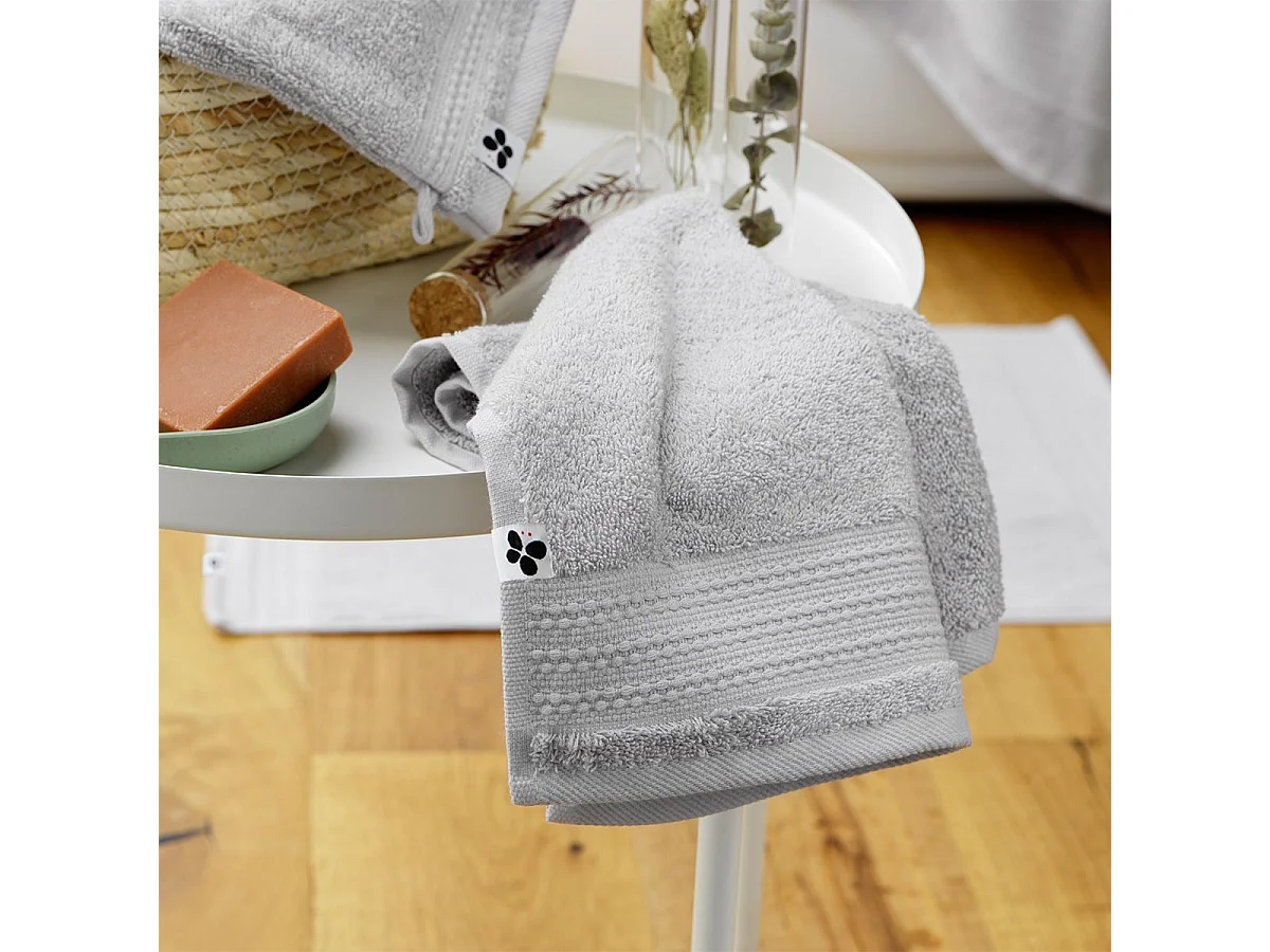 EMMA - Serviette Invité 30x50cm en Coton Bio Coloris Nuage