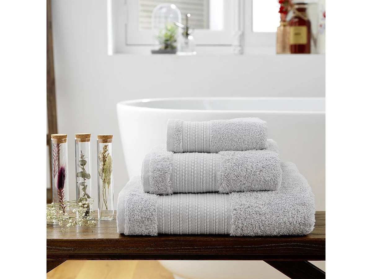 EMMA - Serviette Invité 30x50cm en Coton Bio Coloris Nuage