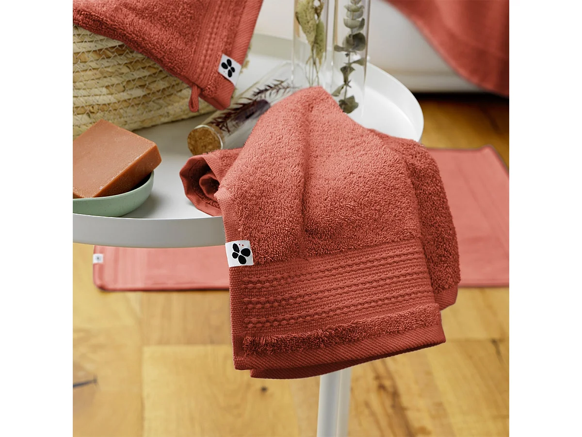 EMMA - Serviette Invité 30x50cm en Coton Bio Coloris Terracotta