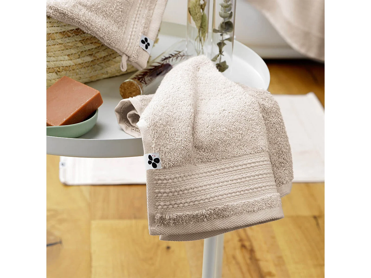 EMMA - Serviette Invité 30x50cm en Coton Bio Coloris Pampa