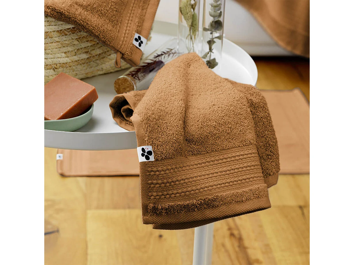 EMMA - Serviette Invité 30x50cm en Coton Bio Coloris Camel