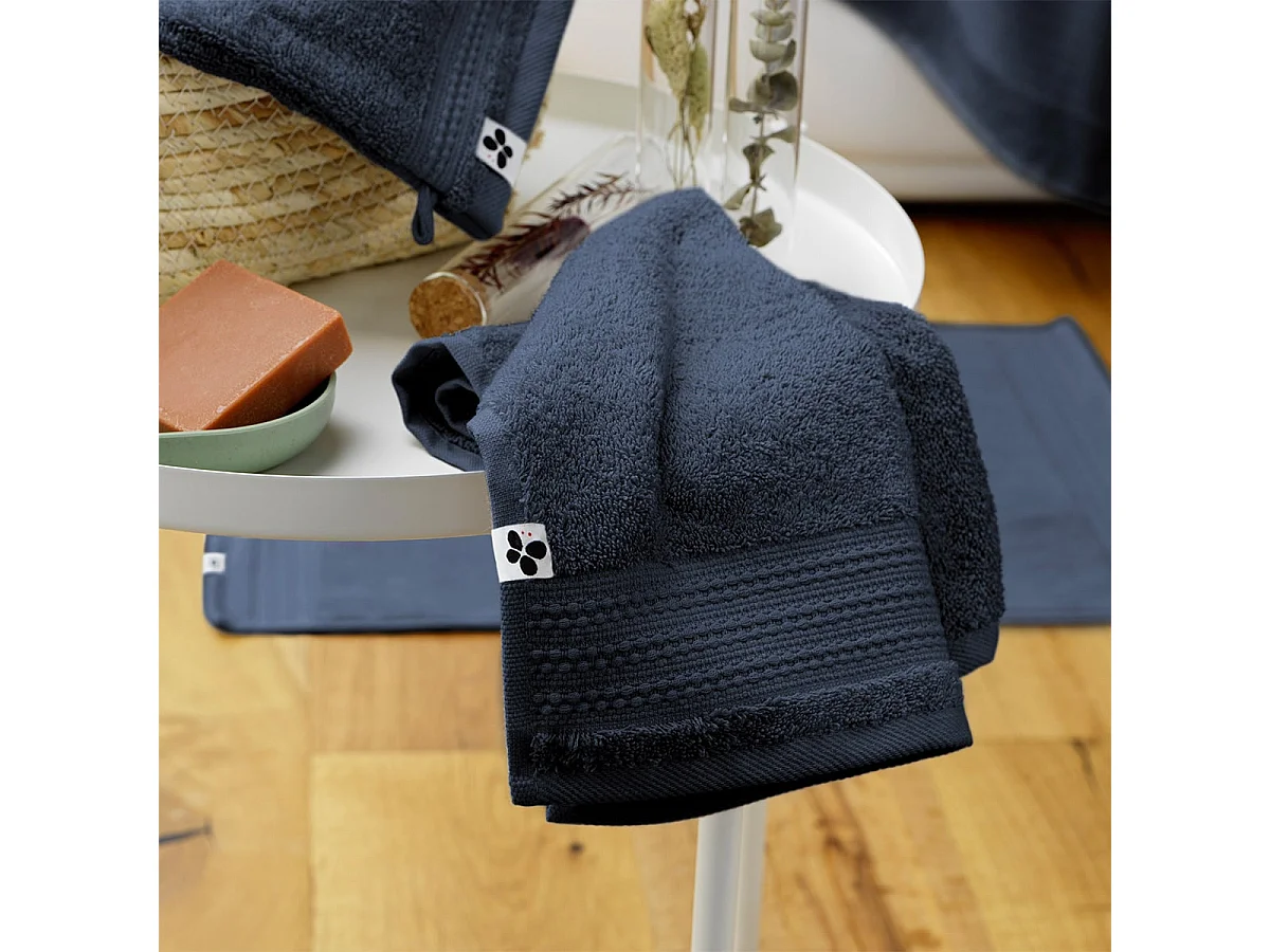 EMMA - Serviette Invité 30x50cm en Coton Bio Coloris Minuit