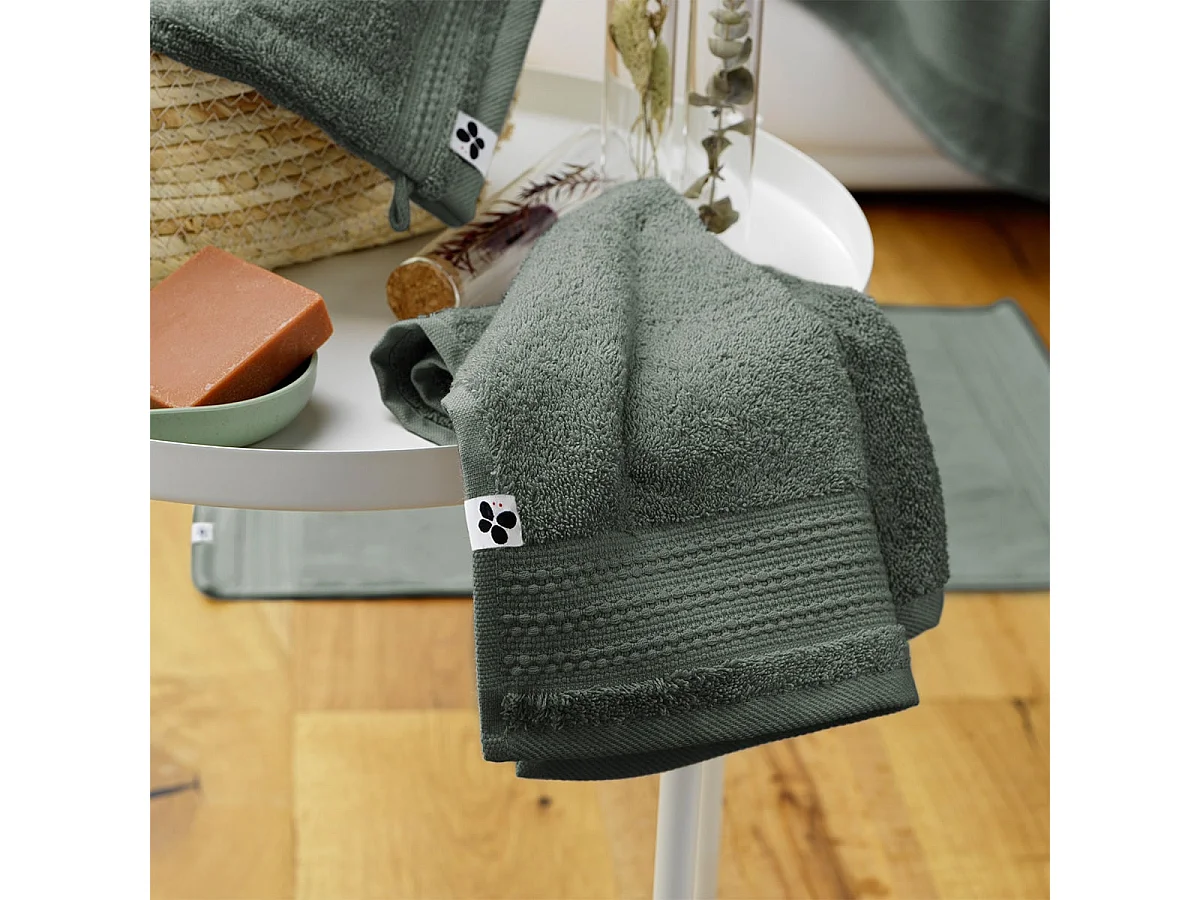 EMMA - Serviette Invité 30x50cm en Coton Bio Coloris Romarin