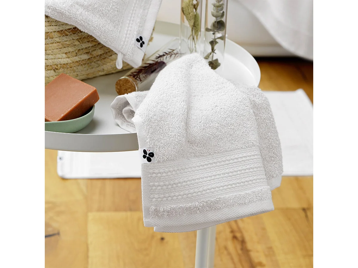 EMMA - Serviette Invité 30x50cm en Coton Bio Coloris Chantilly