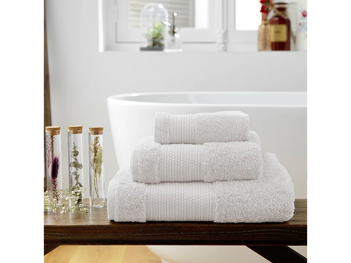 EMMA - Serviette Invité 30x50cm en Coton Bio Coloris Chantilly