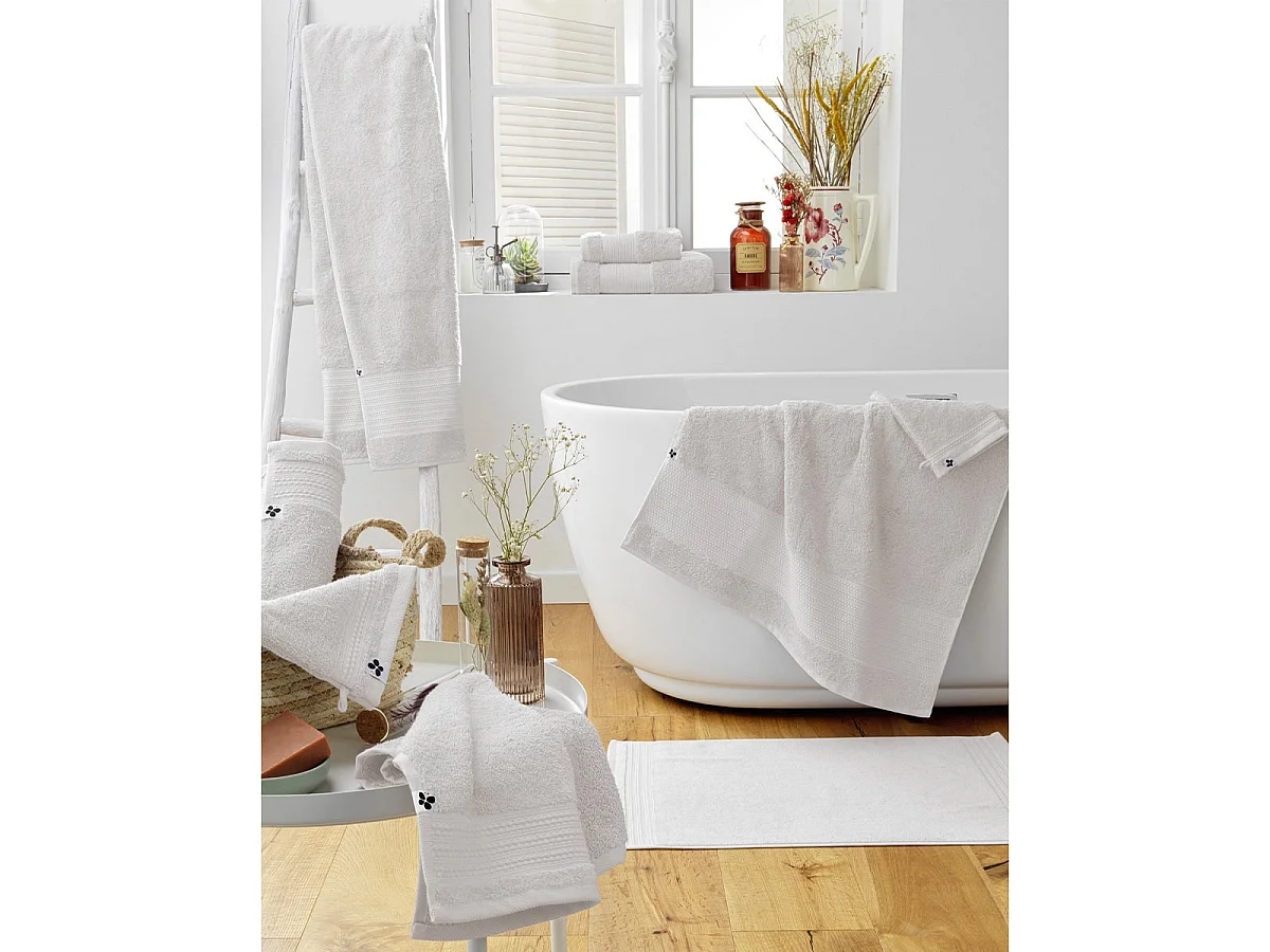 EMMA - Serviette Invité 30x50cm en Coton Bio Coloris Chantilly