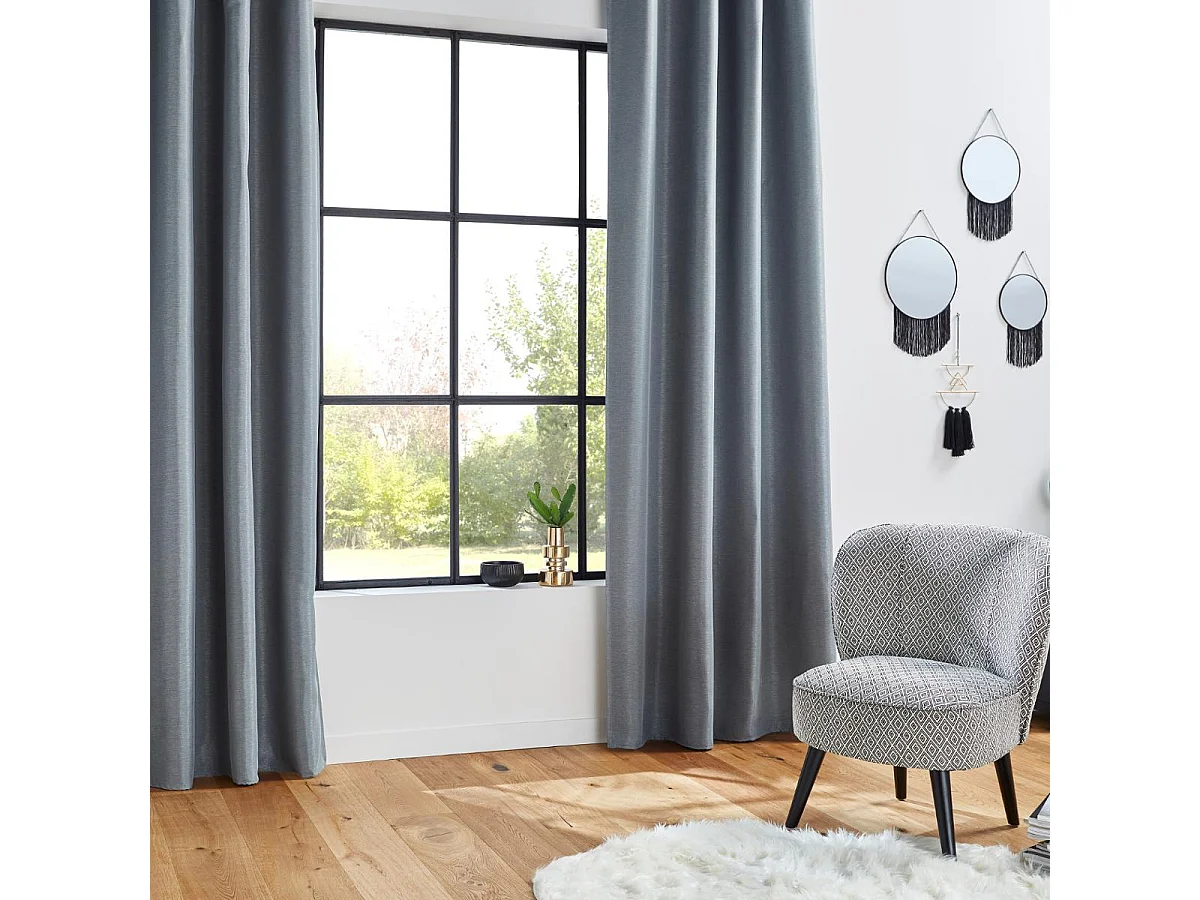 Rideau Occultant "Chevron" 140x260cm Gris Foncé