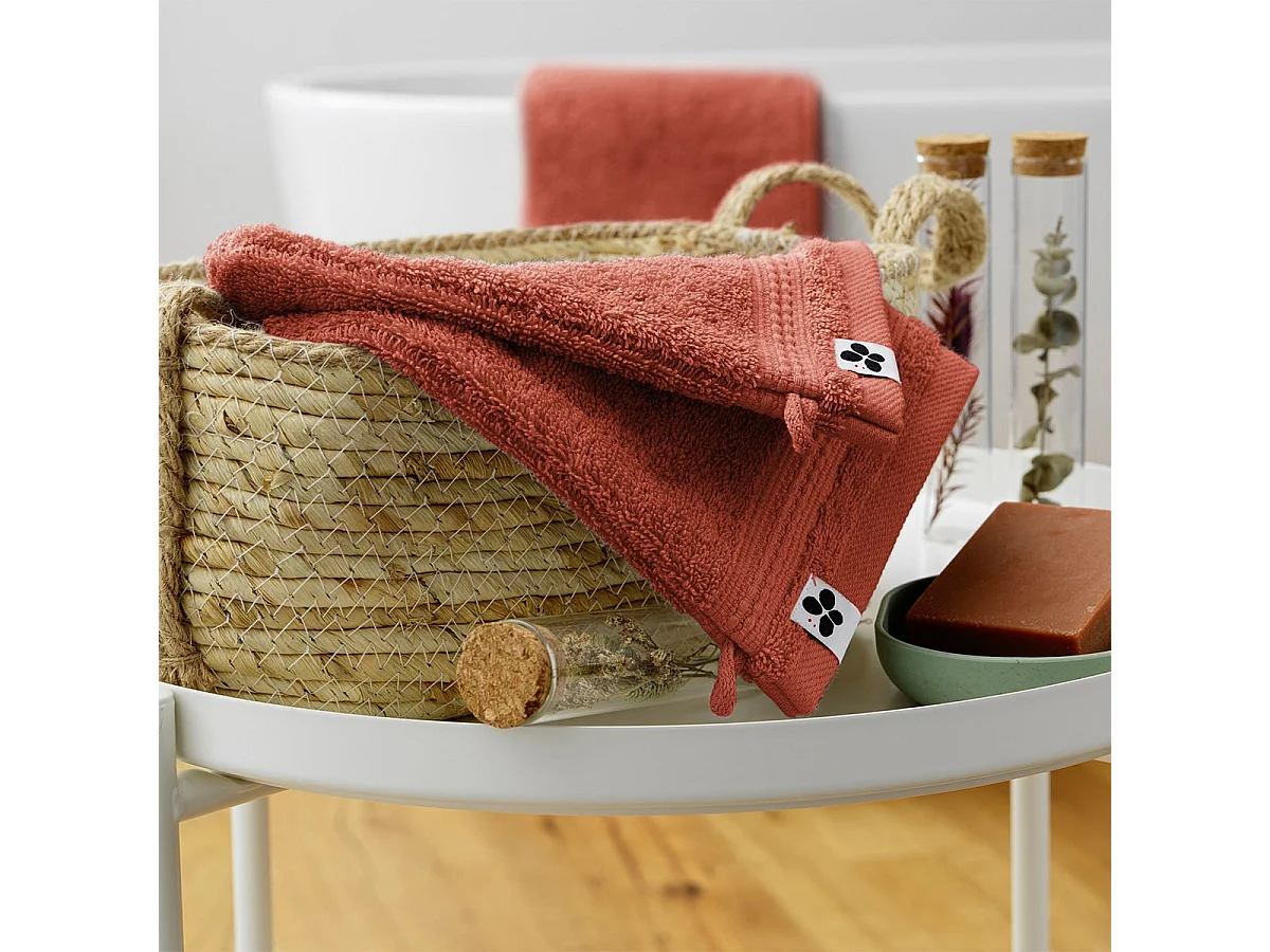 EMMA - Lot de 2 Gants 15x21cm en Coton Bio Coloris Terracotta