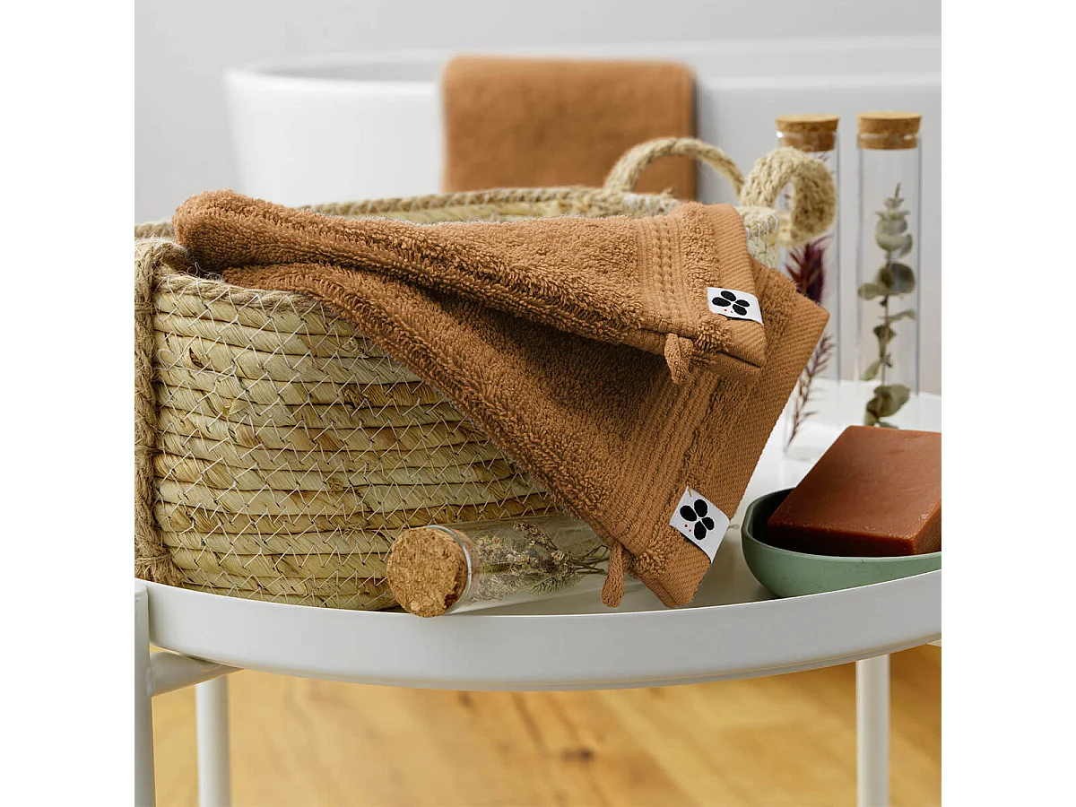 EMMA - Lot de 2 Gants 15x21cm en Coton Bio Coloris Camel