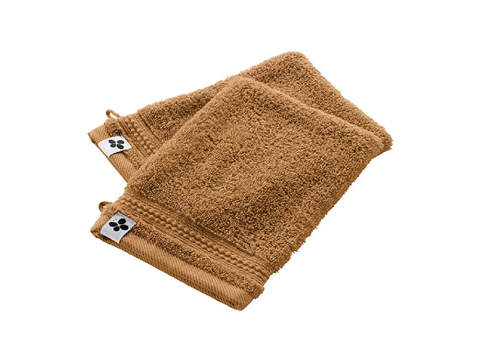 EMMA - Lot de 2 Gants 15x21cm en Coton Bio Coloris Camel